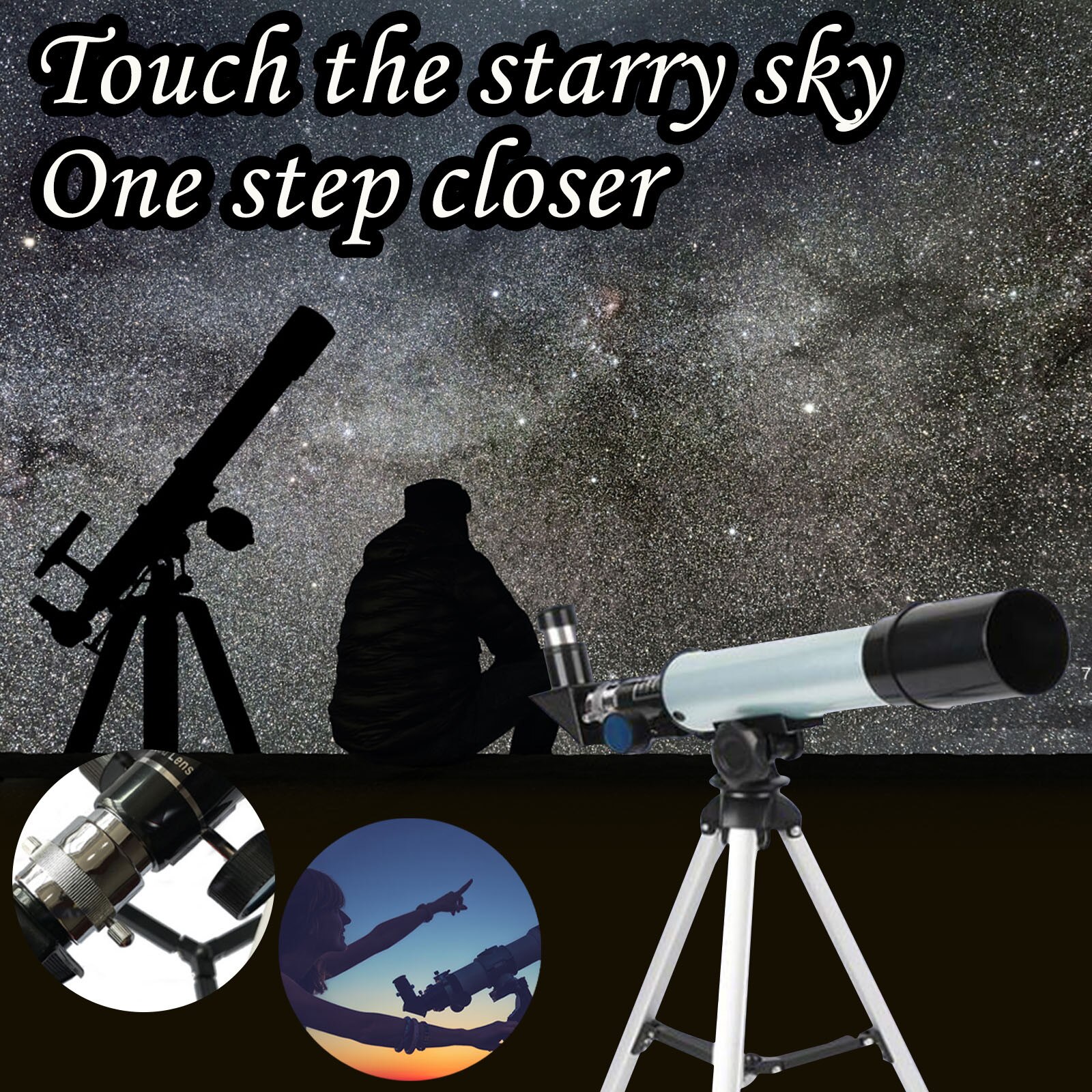 Astronomical Telescope with Tripod Monocular Refractor Zoom High Power Powerful For Astronomic Space Observation B15