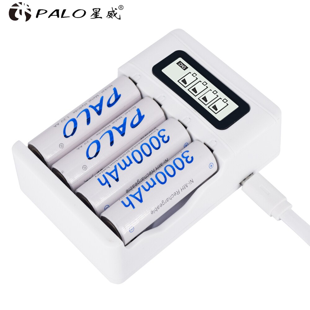 PALO 1.2V AA rechargeable batteries 3000mAh aa Ni-MH 100% original high capacity current AA battery rechargeble for camera ,toys