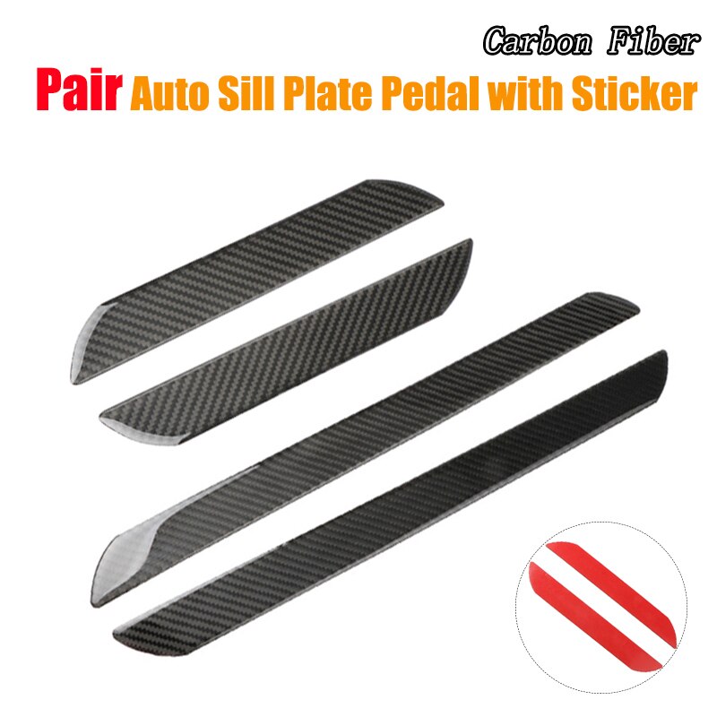 Pair Car Door Sill Plate Pedal Guard Entry Protective Cover Carbon Fiber Auto Sill Scuff Plate Pedal Sticker Styling Accessories