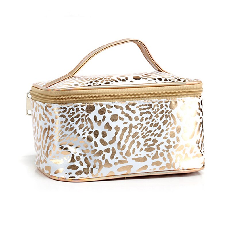 UOSC Waterproof Leopard Cosmetic Bag For Women Make Up Case Travel Clear Makeup Beauty Wash Organizer Bath Toiletry Storage Kit: White