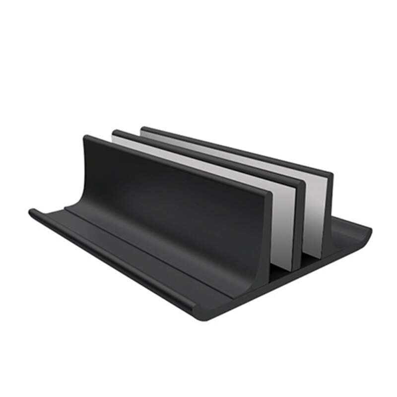 Dual Slot Aluminum Vertical Laptop Stand - Laptop Holder Compatible for Notebook: Black
