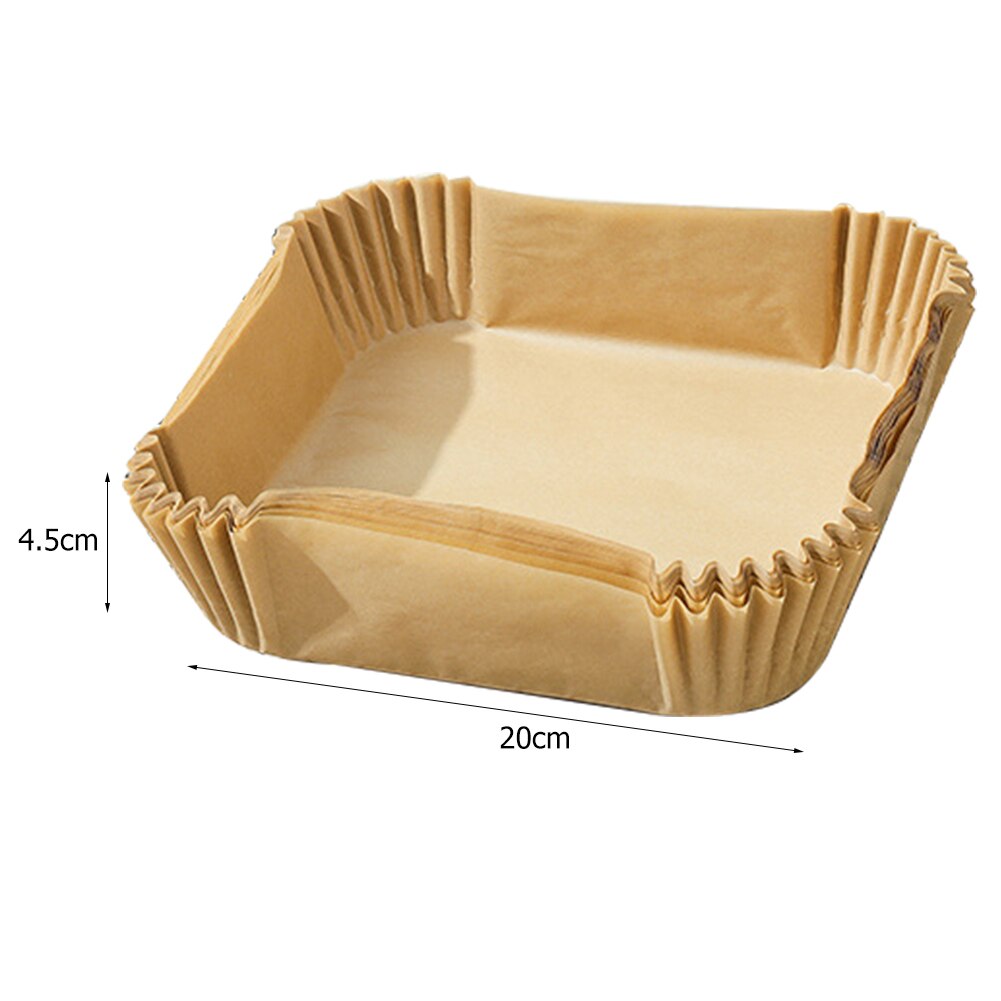 Tapis de cuisson antiadhésif jetable pour friteuse à Air 20cm, 50/100 pièces, revêtement en papier carré, accessoires de cuisine pour friteuse à Air: Original 100pcs
