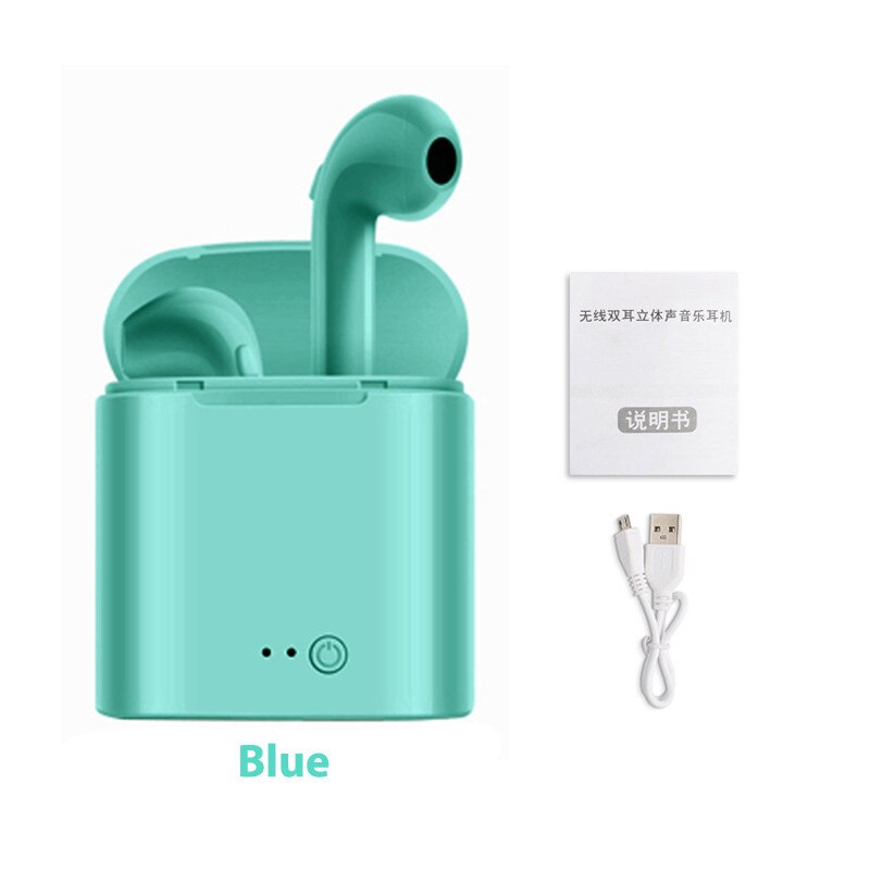 Auriculares i7s i9s tws auriculares inalámbricos con Bluetooth, auriculares estéreo 5,0 de sonido HiFi, Auriculares deportivos para llamadas de teléfono, todos los teléfonos inteligentes: i7s-Blue