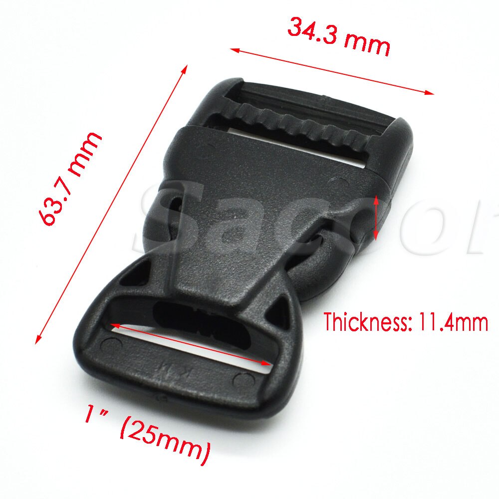 1pcs/pack Plastic Side Release Buckle Belt Buckle Package accessories Ribbon Slider Dog Collar Black: Webbing Size 25mm