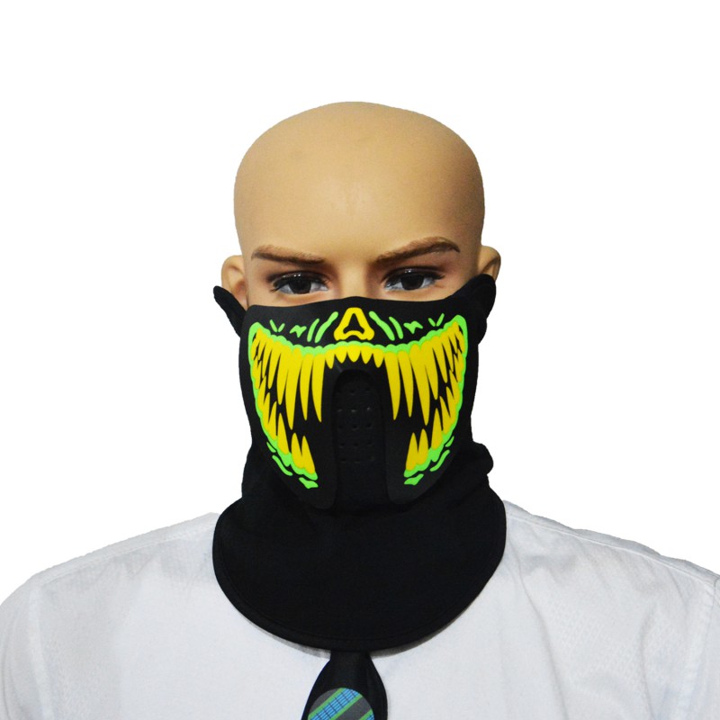 LED Big Terror Masks Voice-activated Music Mask Clothing Cold Light Helmet Fire Festival Party Glowing Dance Steady: A1