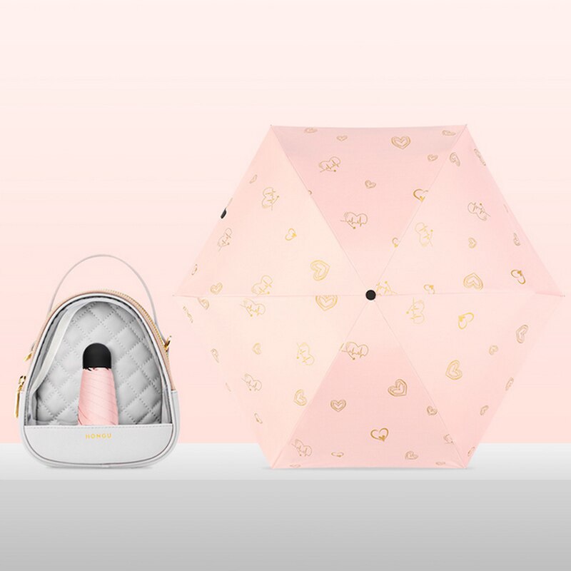 18cm Ultralight Mini Sunshade Umbrella Pocket Umbrella Black Plastic Sunscreen And UV Protection Female Folding Sun Umbrella: G20211373 R