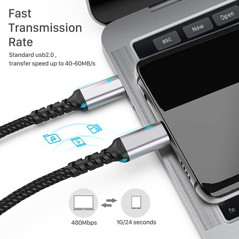 VOXLINK kabel USB C na USB C 100W rodzaj-c 5A E znak szybkie ładowanie pleciony przewód nylonowy kompatybilny MacBook zawodowiec iPad laptopy komputerowe