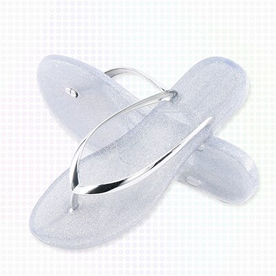 women flip flop sandals Open Toe jelly shoes dry quickly beach summer thong slippers silver clear neutral comfortable: silver YMX1008 / 6