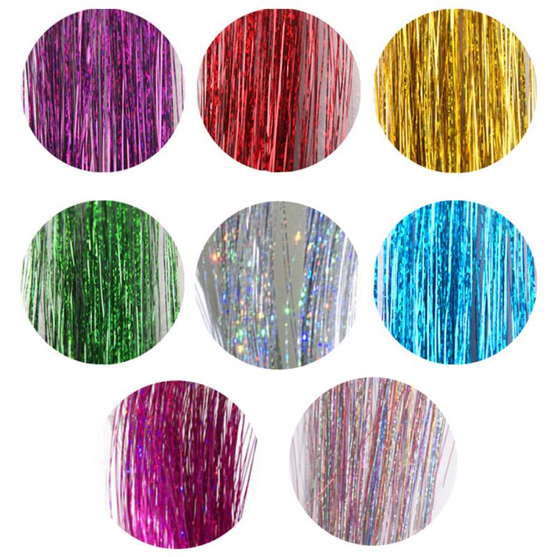 8 väriä juhla holografinen hiukset tarvikkeet tinsel salonki glitter hiukset tinsel kimallus pidennykset bling twinkle hiustenpidennys