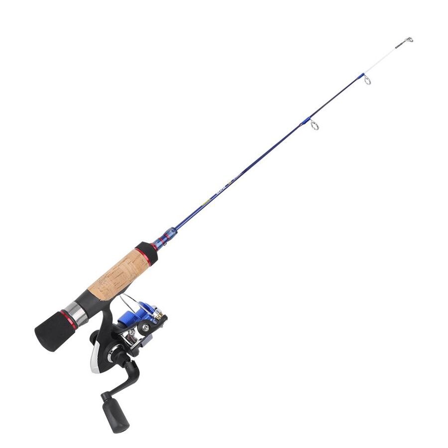 Ice Fishing Rod Combo 55cm Fiberglass Ice Fishing Rod 5 Bearing Spinning Reel Portable Raft Fishing Set