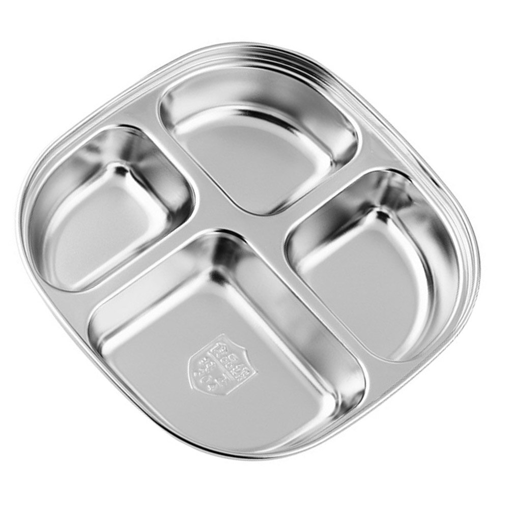 Stainless Steel Divided Plate Student Food Storage Plate Multi-grid Food Plate