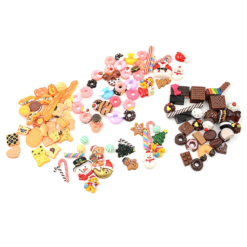 30 Stks/partij Mini Play Food Cake Biscuit Donuts Poppen Voor Poppen Accessoires Miniatuur Pretend Speelgoed