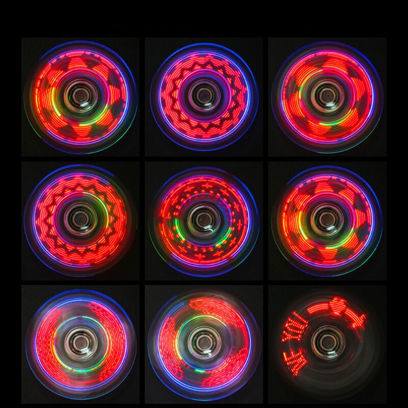 Nieuwigheid meerdere veranderingen led fidget spinner lichtgevende hand top spinners glow in dark edc stress relief speelgoed