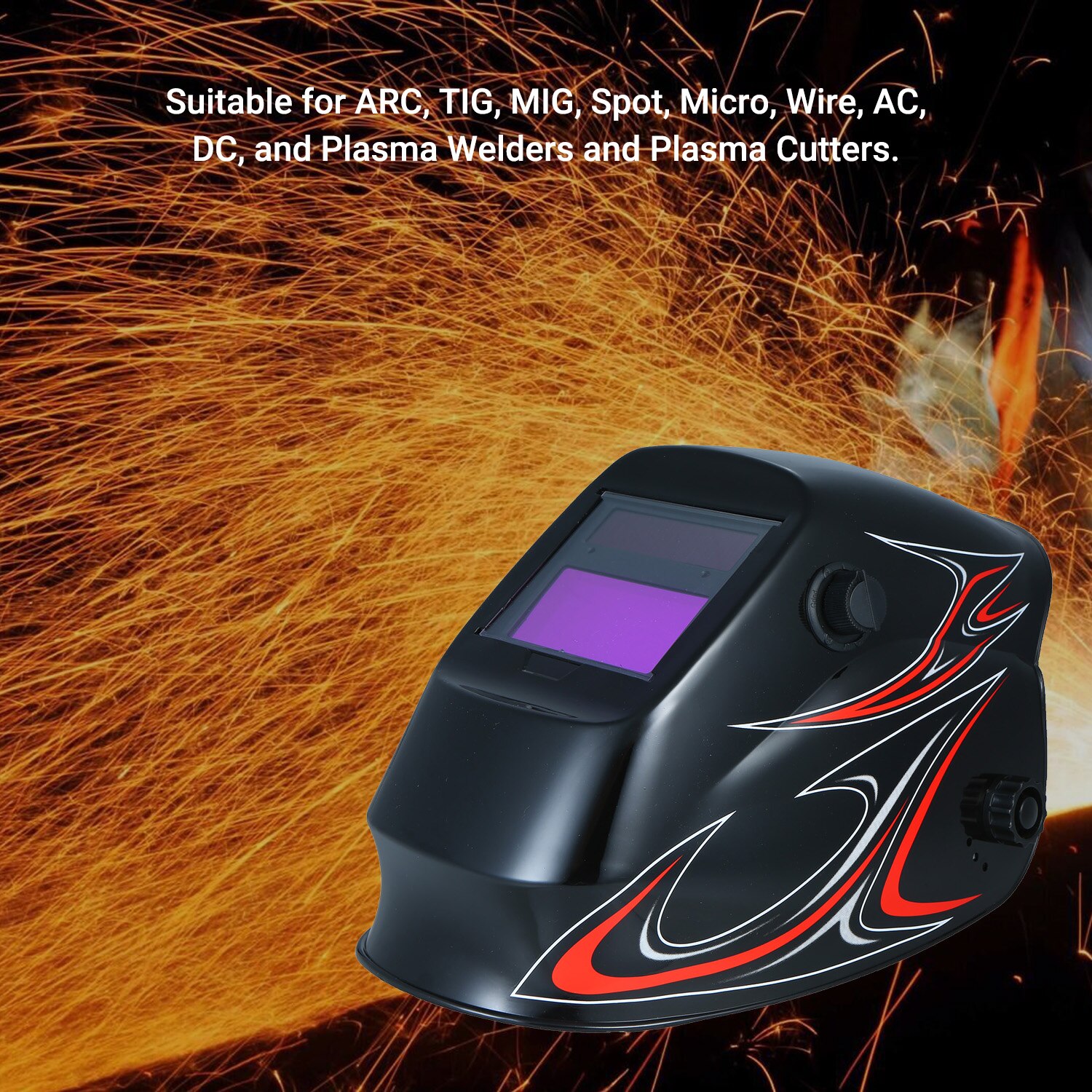 Welding Helmet Solar Powered Auto Darkening Protective Helmet Shield with Variable Shade from DIN9 to DIN13 for ARC TIG MIG