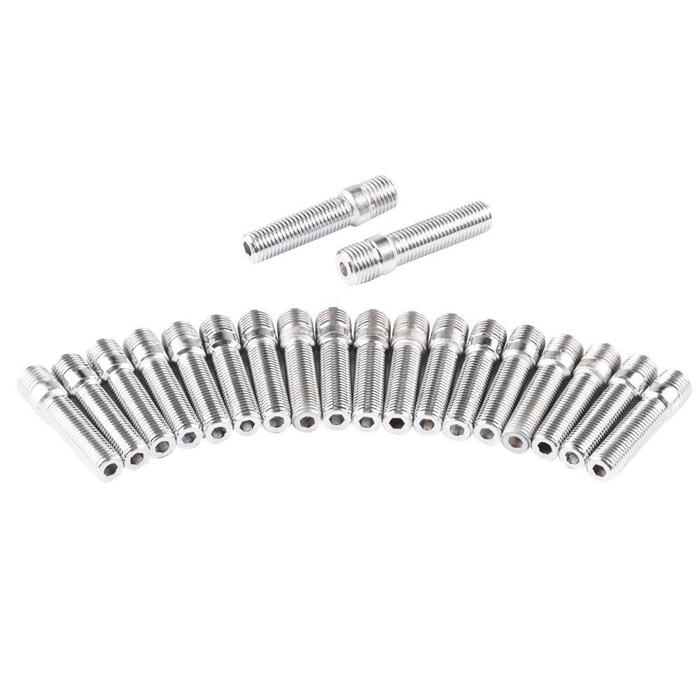 20pcs Extended M14*1.25 - M12*1.5 Long Wheel Stud Conversion 58mm Length Adapter Bolt