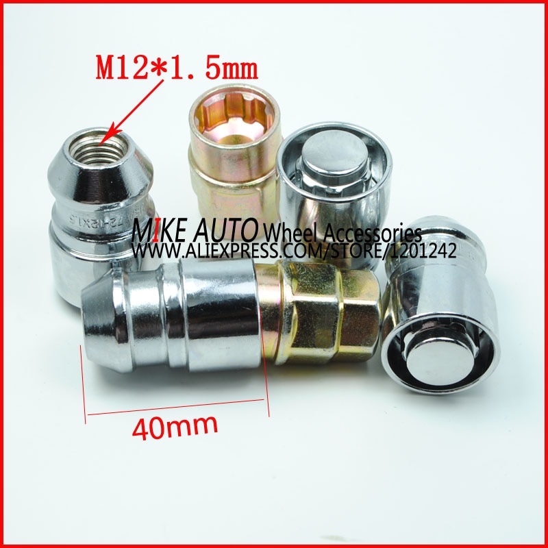 4nuts+2keys M12x1.50 Long Wheel Lock Nuts with rotation steel ring Anti theft Security Nut for wheels / Rims of jeep FORD