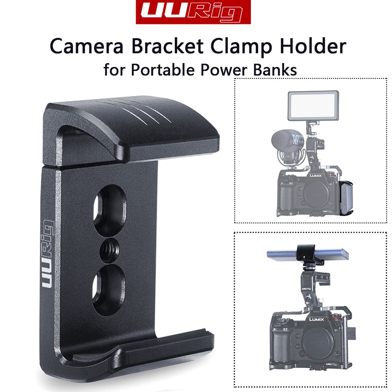 UURig Camera Clamp Mount - Aluminum Extendable Clip with 1/4" Screw for Power Bank & Phone
