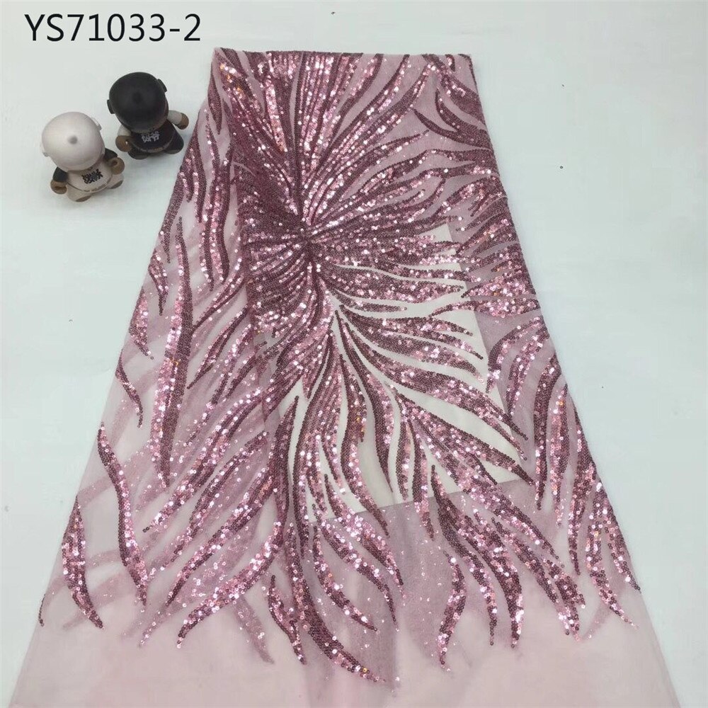 Africa's newest pink very shiny piece embroidery transparent mesh fabric cover mail skirt fabric bride wedding: 2