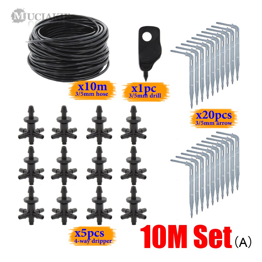 MUCIAKIE 5-Way Water Emitter System Kits 3/5mm PVC Hose Home Balcony Drip Irrigation Set Greenhouse Dripper: AxAB685C