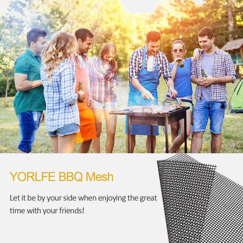 Non-stick bbq mat genanvendelig grill mesh høj sikkerhed gitter form varmebestandighed grill grillmåtter til udendørs aktiviteter bbq