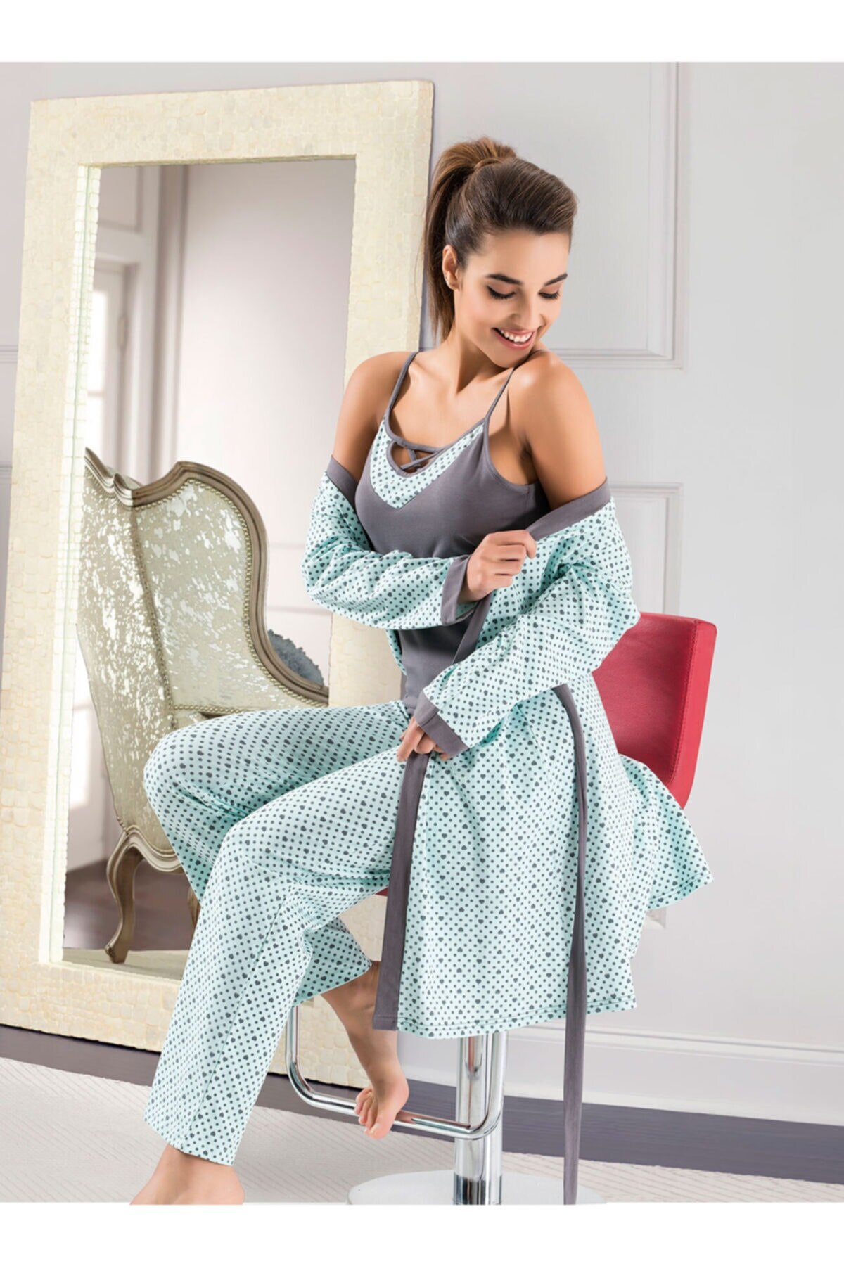 PCs set Nightgown Dressing Gown Suit S/m 1041