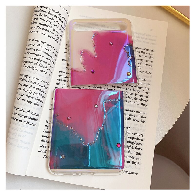 Classic Phone Case for Samsung Zflip 5g Cover Rendering Watercolor Rhinestone Case for Galaxy Z Flip 5G Case Capa Bumper