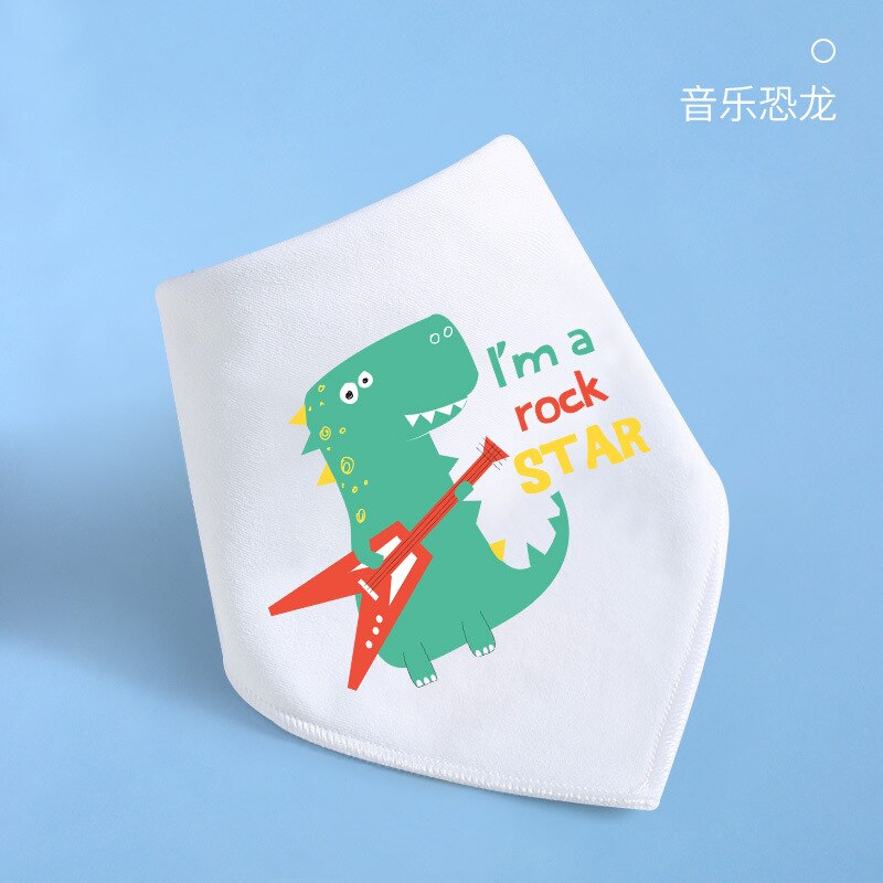 Cotton Bandana Bibs Baby Babador Feeding Smock Infant Burp Cloths Cartoon Saliva Towel Baby Eating Accessory Soft Cute Stuff: green dinosaur