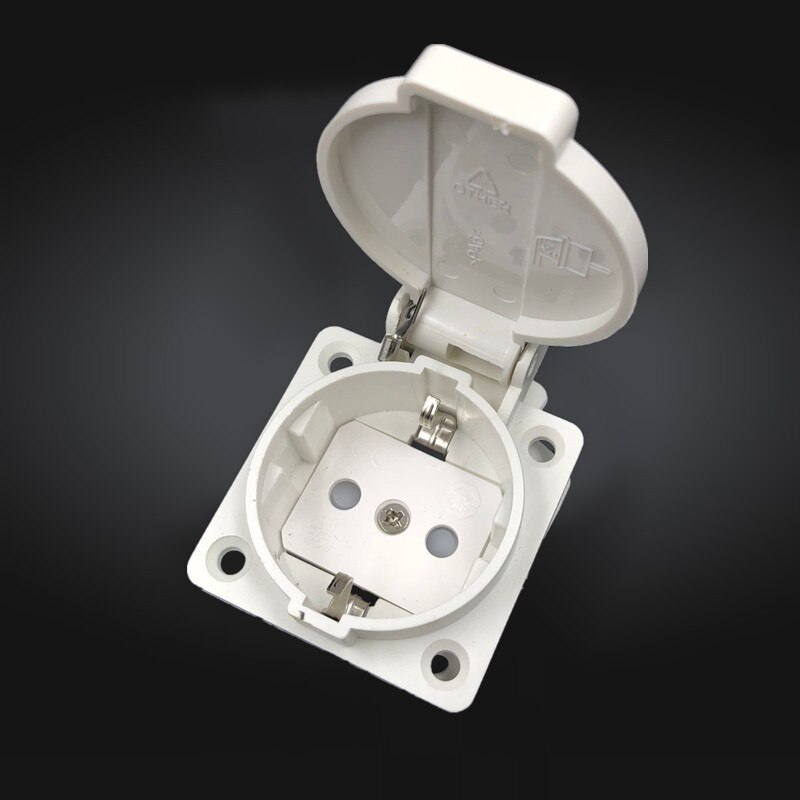 16A 250V Blauw Generator Bedieningspaneel Duitsland Waterdichte Socket Europese Stof Socket Voor Thuis Desktop Connector Plug: WHITE