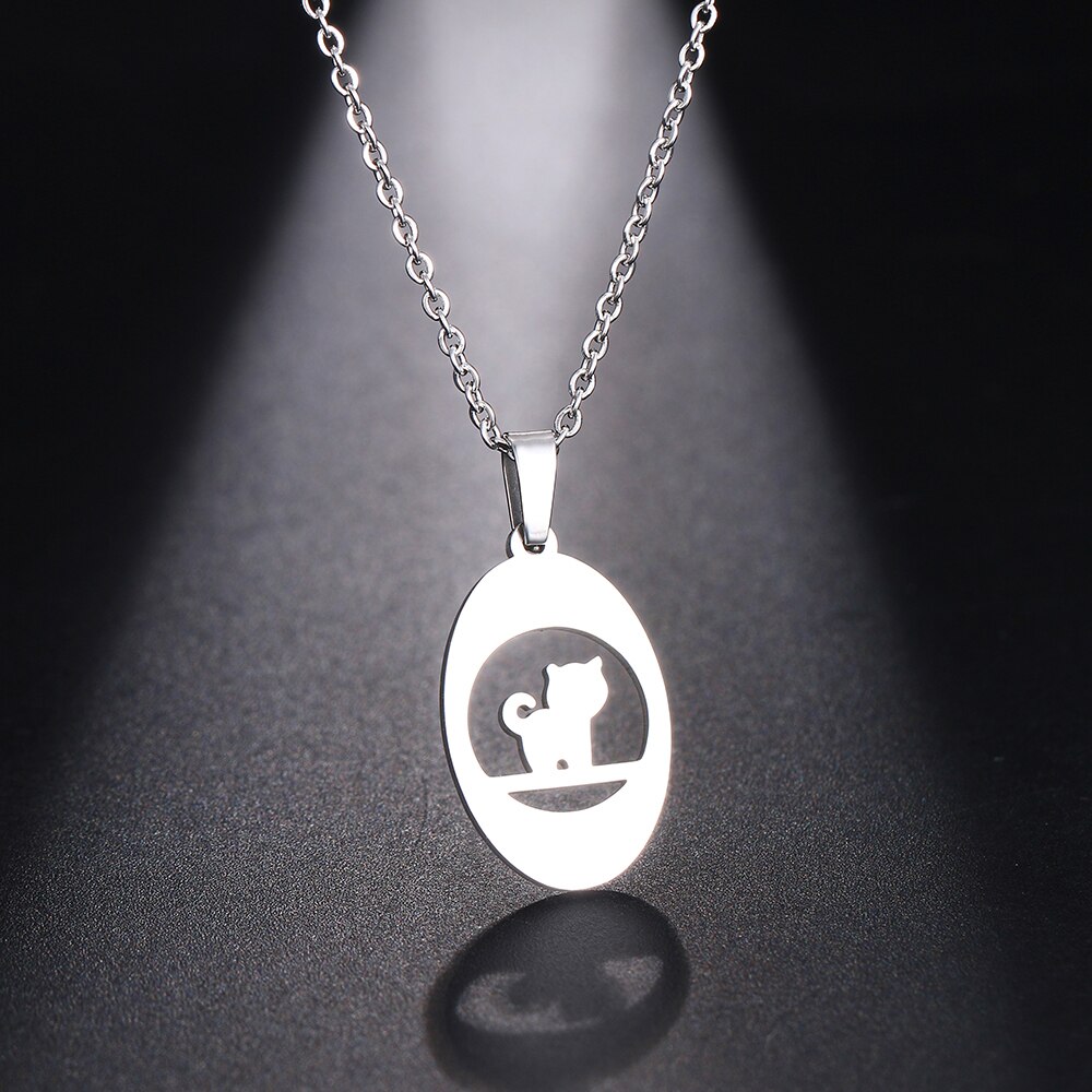Dotifi Rvs Ketting Voor Vrouwen Man Denken Kat Hanger Choker Ketting Engagement Sieraden