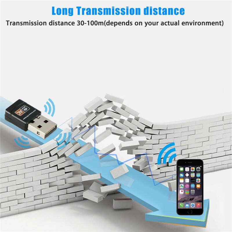 600Mbps Dual Band 2.4GHz 5GHz WiFi Adapter USB Wireless 802.11ac/a/b/g/n Dongle