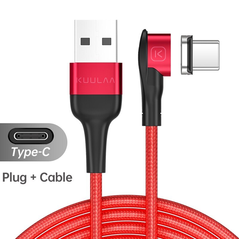 Kuulaa magnetische oplaadkabel usb type c micro-oplaadkabel voor iphone 12 11 samsung huawei xiaomi snellaadkabel usb-kabel: Rood voor type-c
