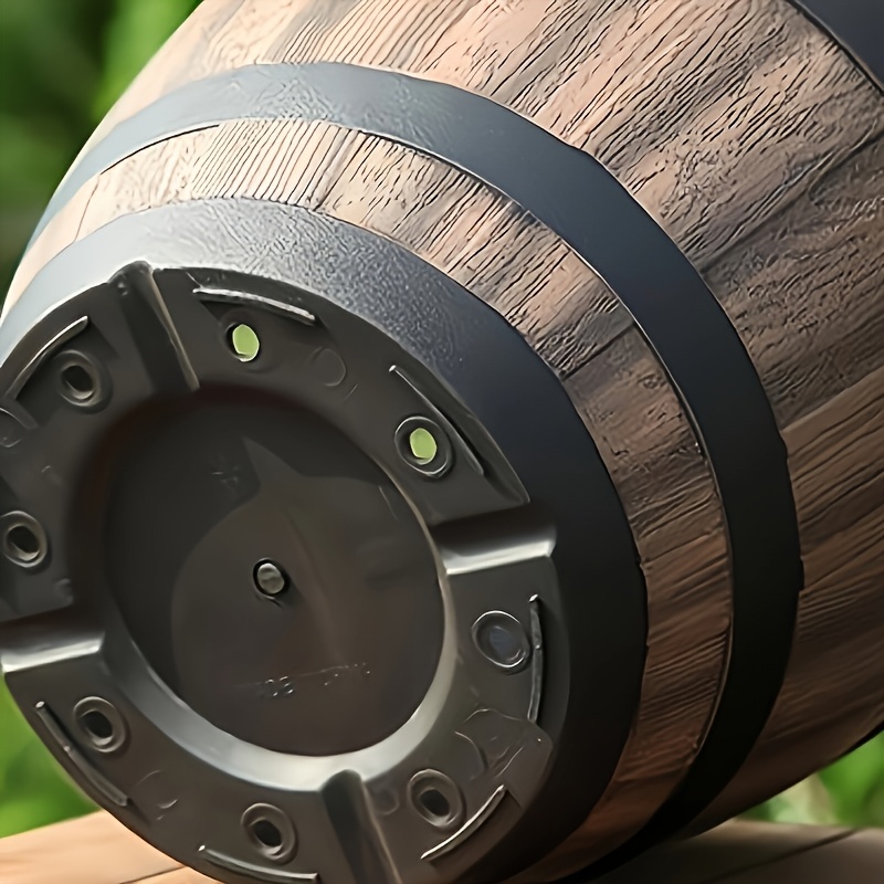 1 szt. Doniczka w kształcie beczki Whisky w stylu klasyczny, żywiczna doniczka ogrodowa z wzorem w paski, z otworem odpływowym i podstawką, na kwiaty, sukulenty