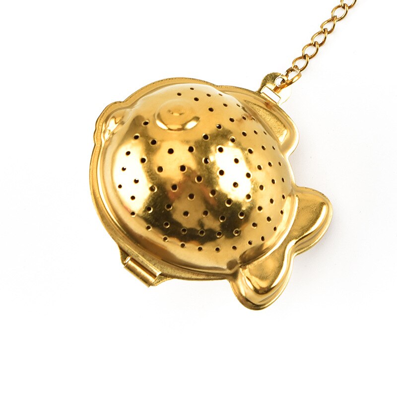 1PC Tea Infuser with Metal Ring for Loose Tea Tea Ball In Mail Box for Safe 18/8 Stainless Steel with Golden Plating: Fish