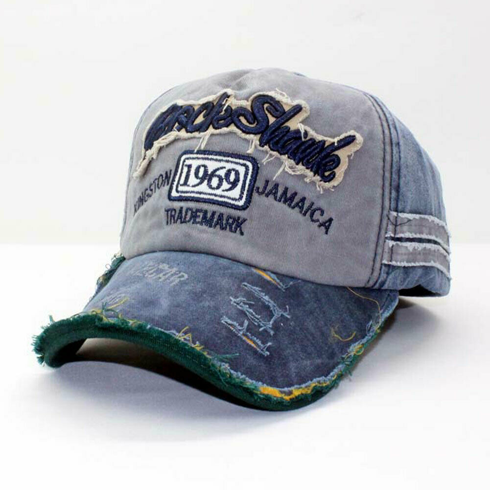 Unisex Vintage Oude Shabby 1969 Baseball Cap Verstelbare Denim Noodlijdende Trucker Hoed Paar Zonnehoed: C