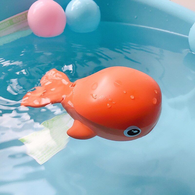 Wind Up Baby Bath Water Toy Cartoon Animal Clockwork nuoto balena tartaruga lavaggio per bambini gioca ragazza bagno doccia giocattolo classico: Whale Orange