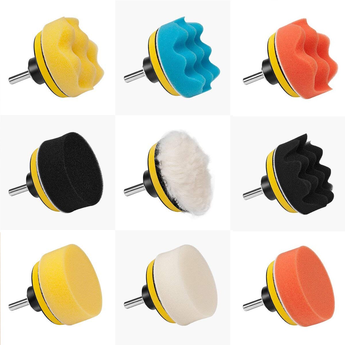 Cuscinetti per lucidatura per trapano, 16 pezzi, 7,6 cm, kit lucidatrice per auto, con cuscinetto per lucidatura in lana e adattatore per trapano M10, per lucidatura e ceratura mobili auto