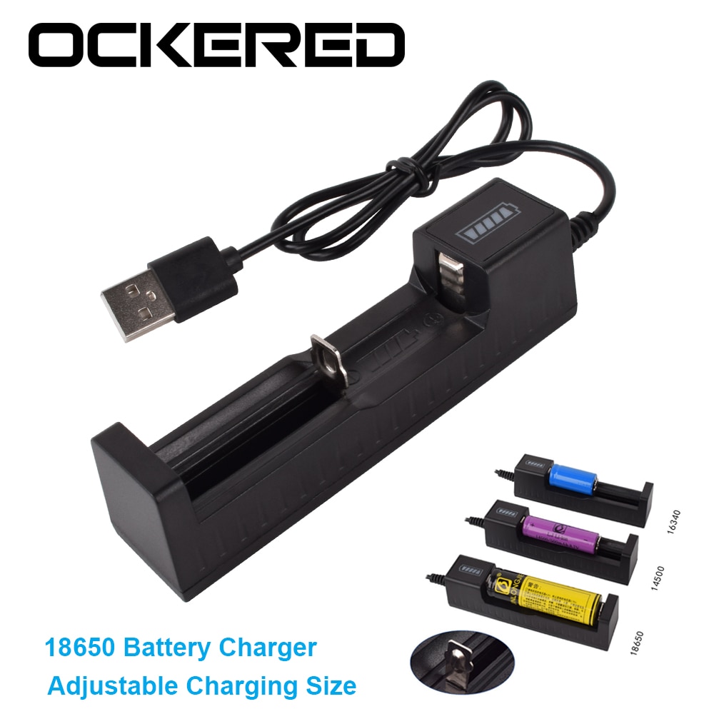 Ockered Universele 1 Slot Batterij Usb Charger Adapter Led Smart Laadstroom Voor Oplaadbare Batterijen Li-Ion 18650 26650 14500
