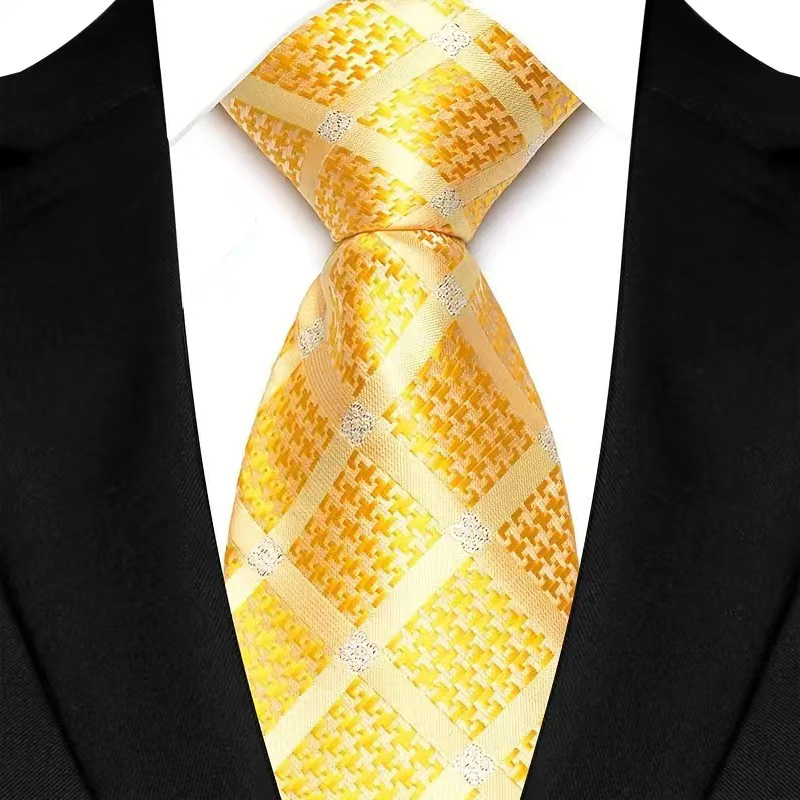 Gravata masculina luxuosa de 8cm, cor amarela, listras, gravatas sólidas para homens, noivo, jacquard, tecido, gravata de pescoço para negócios, festa de casamento: Vermelho