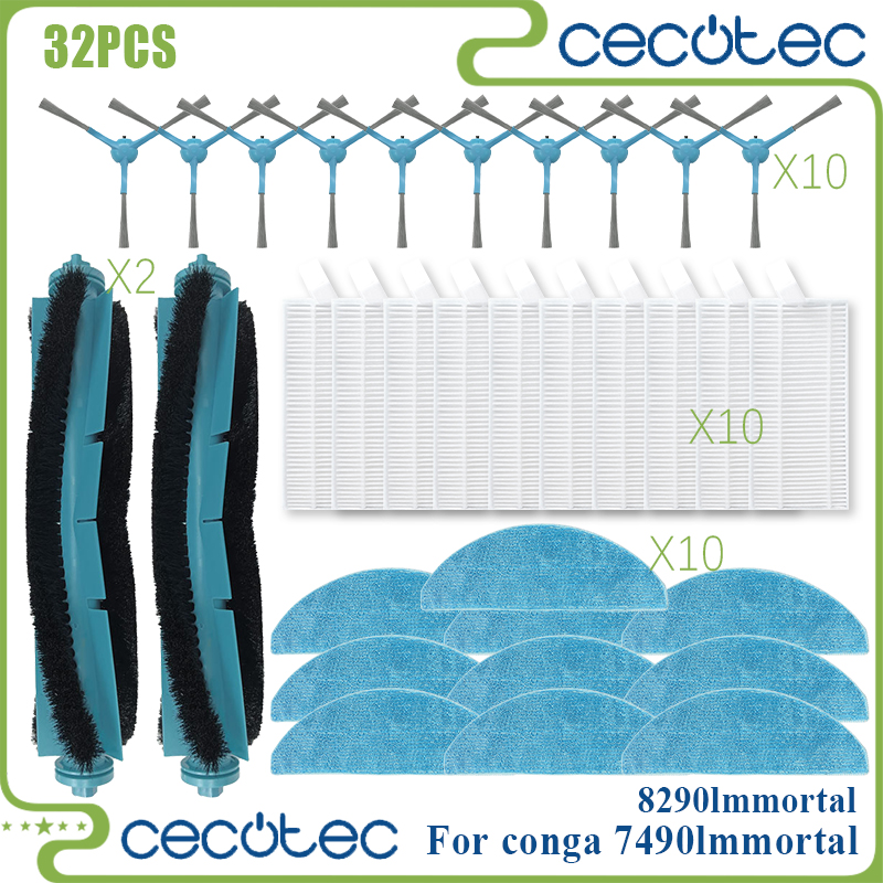 For Cecotec Conga Compatible 7490 Immortal / 8290 Immortal / Kabum Smart 900 Spare Parts Brush Mop Filter Dust Bag Accessories: Dark Grey