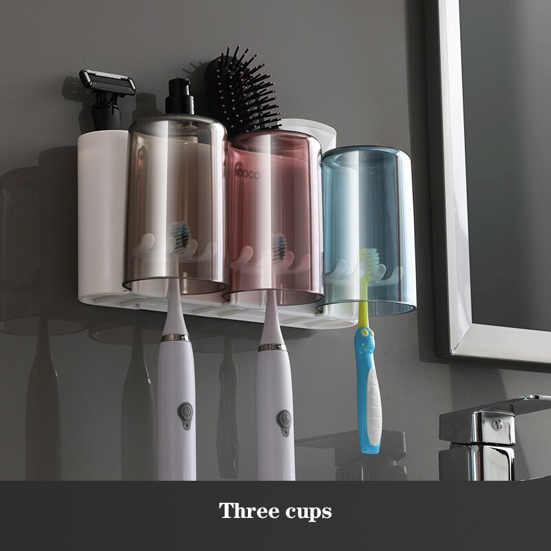 Wall Mount Automatic Toothpaste Dispenser Bathroom Accessories Set Toothpaste Squeezer Dispenser Bathroom Toothbrush Holder Tool: Package4