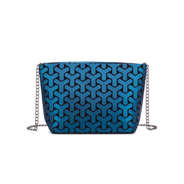 Vrouwen Keten Schoudertas Sac Mode Geometrische Messenger Bags Vlakte Vouwen Crossbody Voor Vrouwen Clutch Avondtasje Bolso: blue