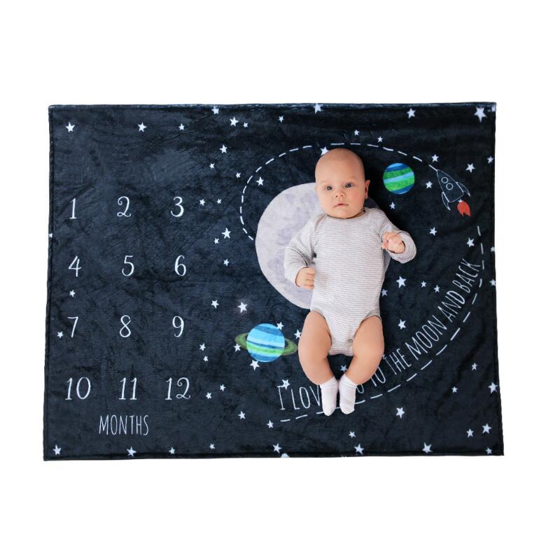 Zachte Flanellen Deken Gedenkteken Foto Achtergrond Baby Photo Props Baby Maandelijkse Groei Milestone Deken Warmswaddling Wrap: 16