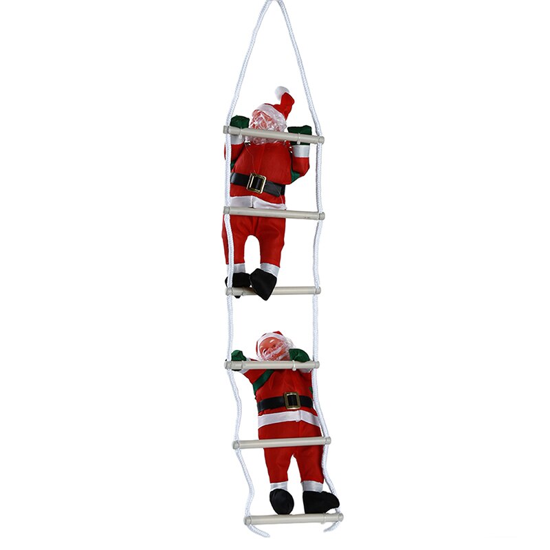 Elektrische Klimmen Ladder Kerstman op Touw Muzikale Klimmen Kerstman op Kralen Ketting Muzikale Bewegende Figuur Pluche Kerst Beeldje Ornament Muziek Kerstboom Opknoping Ornament Vakantie Party