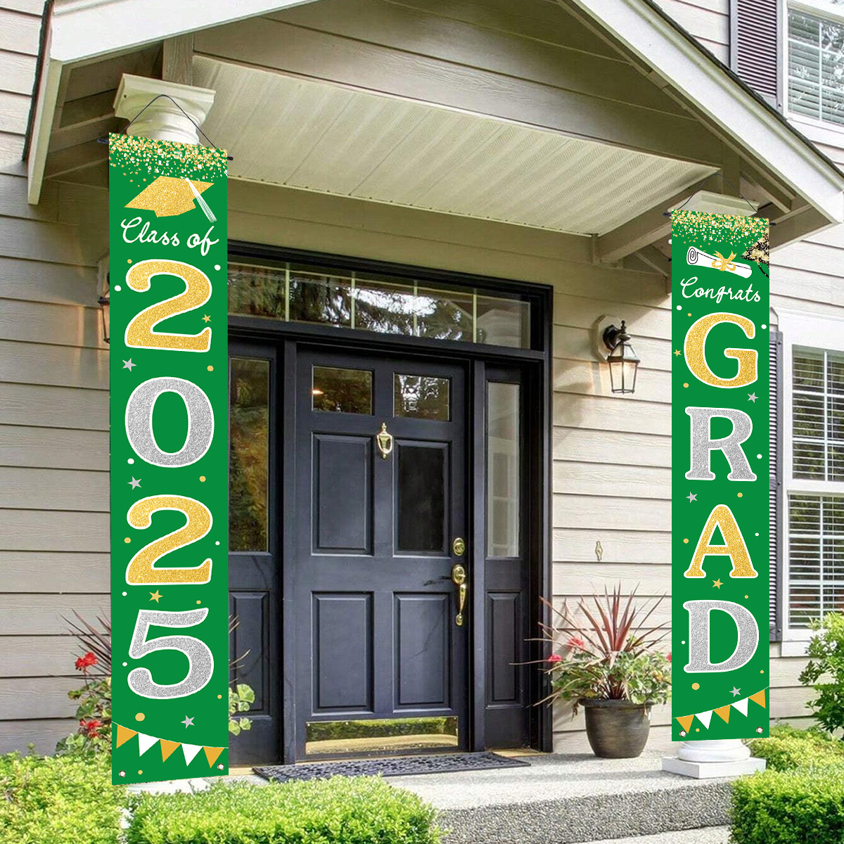 1pair Graduation Porch Sign Banner Large Congrats Grad Party Supplies Class of Decor Door Banner For Graduation Party