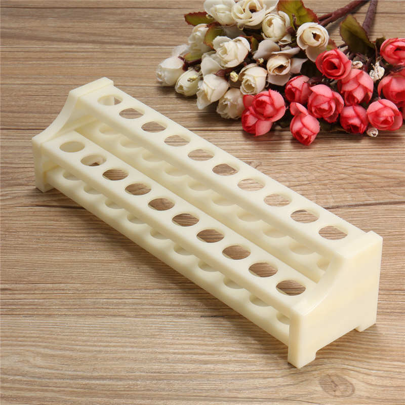 Kicute White 20Holes Laboratory Test Tube Rack Plastic in Test Tube 15mm Tubing Holder Rack Stand Shelf For School LabEquipment