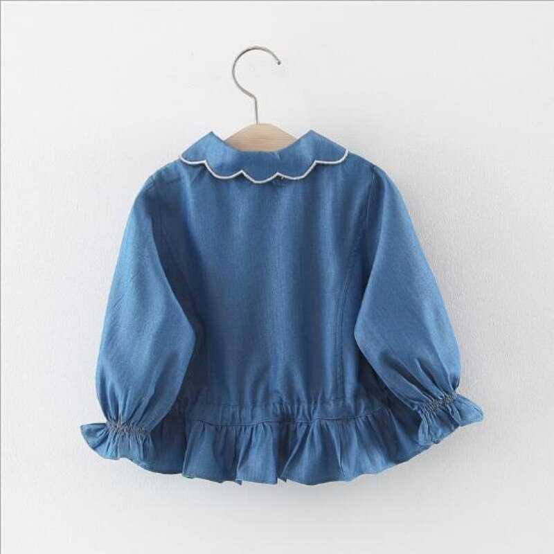 Veste en denim printemps/automne pour filles | manteau de chat doux poche, haut à manches longues pour enfants de 0-3 ans, veste d'automne à double poche