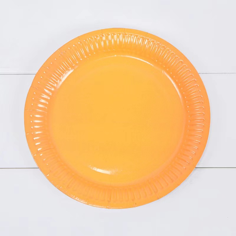 Solid Disposable Tableware Set, Party Supplies, Paper Plates, Wedding, Birthday Party Decor, Adult Favor, Black, Green, Blue,: Orange
