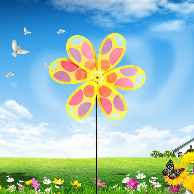 4pcs Colorful 6 Blade Wind Spinners Lawn Pinwheels Windmill Party Pinwheel Toys N7MD