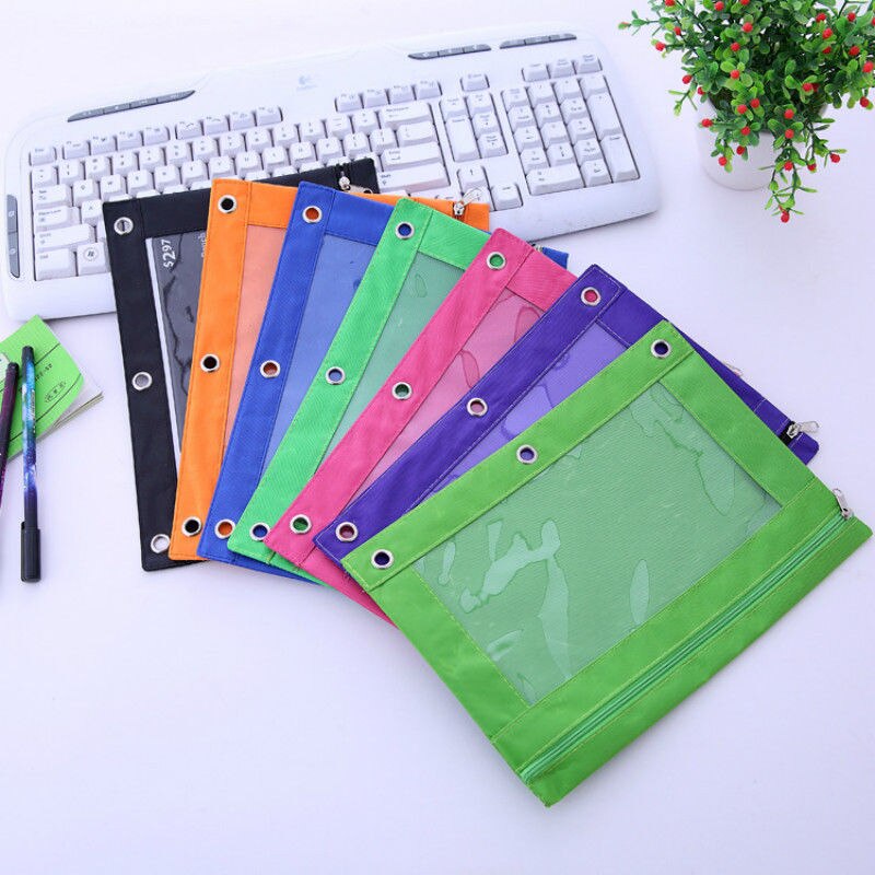 1PC Zippered Ring Binder Document Folder Stationery Pouch 3 Holes Ring File Cabinet School Office Supplies Storage File Folder