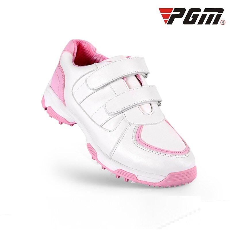 PGM Children Golf Shoes Girls And Boys Leisure Section Fixed Nail Waterproof Non-slip Sneakers Kids Comfort Soft Sports Shoes: Pink / 2